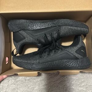 Black and Gray Puma sneakers
